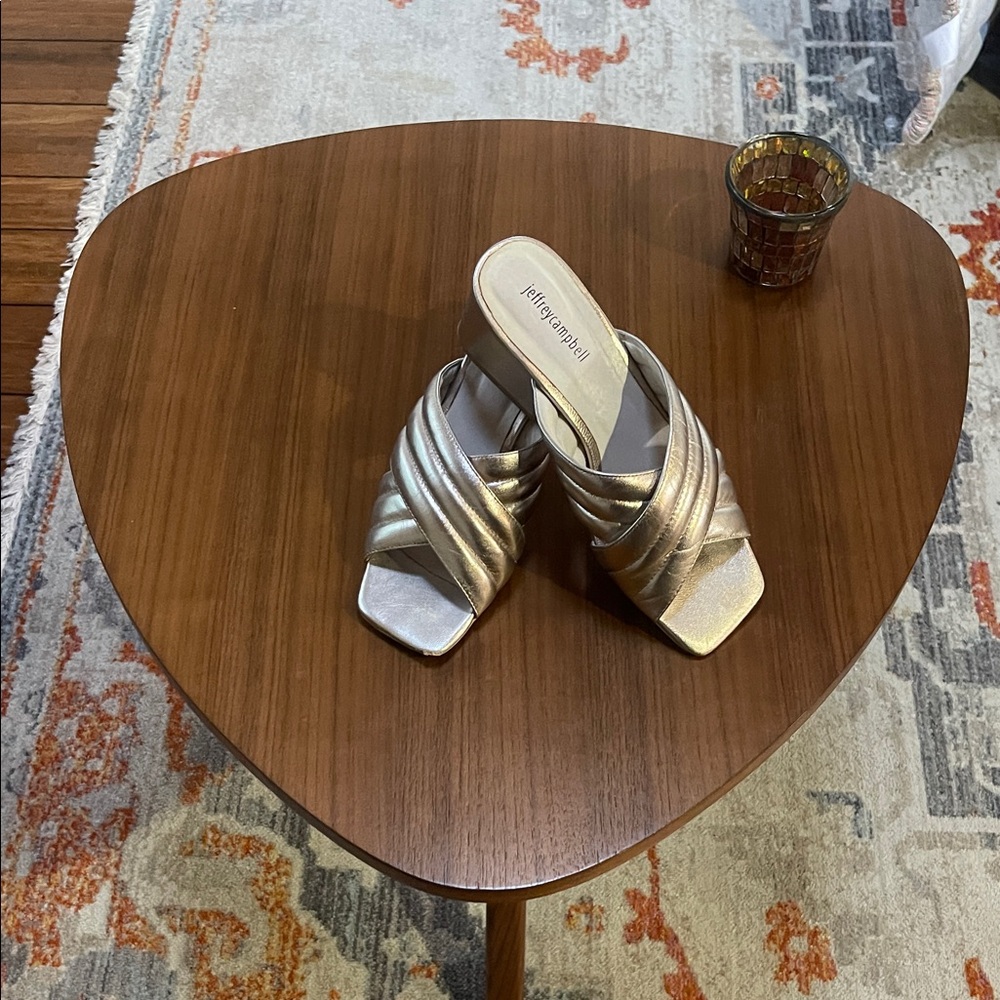 Jeffrey Campbell Metallic Silver Mules